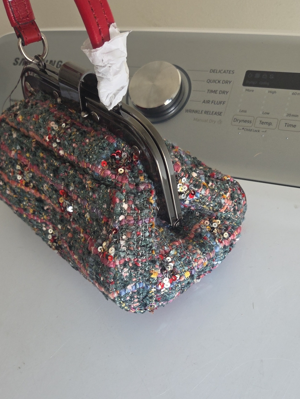 Patricia Nash Conselice Woven Small Frame Convertible Satchel Bag-Lava Red-NWT - Picture 13 of 16